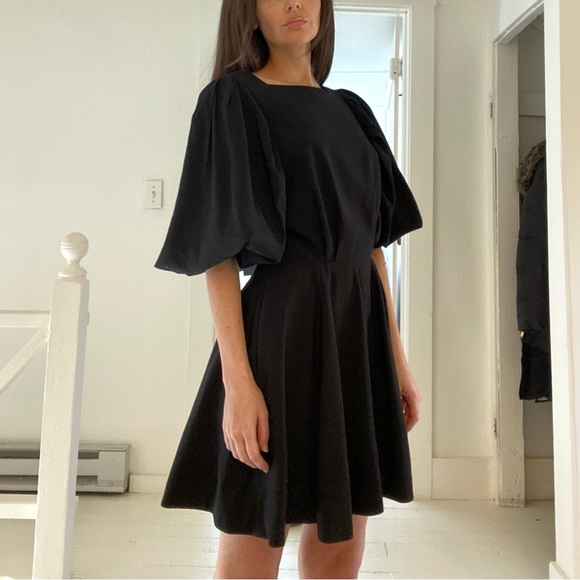 The Femm Violet Open Back Puff Sleeve Mini Dress in Black NWT - Picture 2 of 13